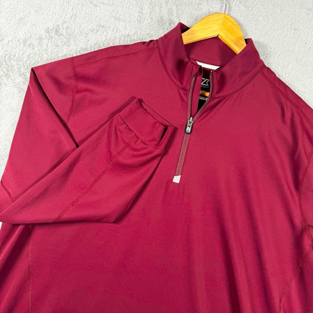 Cutter & Buck CB DryTec 50+ Burgundy 1/4 Zip Stretch Mock Neck Pullover XXL